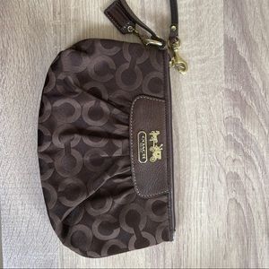 Coach Brown Signature Logo Wristlet Clutch Purse